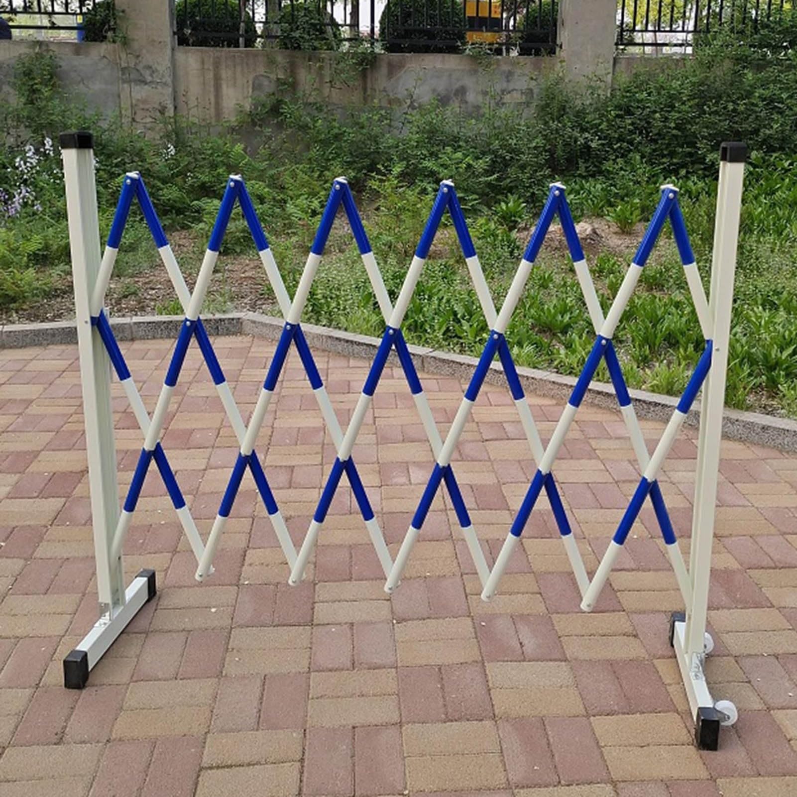 Valla de tráfico retráctil expandible, barrera de seguridad de metal industrial para almacenes y garajes al aire libre (800 x 120 cm), mejora la seguridad vial y control del acceso