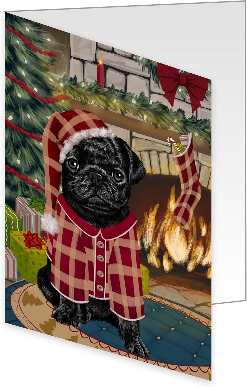 The Stocking Was Hung Christmas - Pug Dog Note Cards - Pets Invitation Cards with Envelopes - Pet Artwork Note Cards for All Occasions GCDC49767 (10 Greeting Cards)