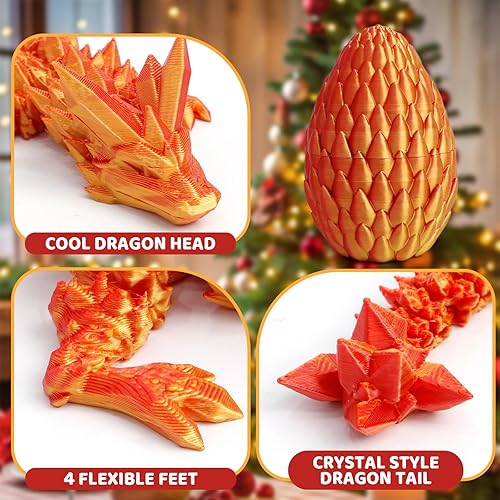 Miniatura 49 de Huevo de dragón 3D – Huevo de Pascua con dragón flexible en el interior, gran regalo impreso en 3D, decoración de figuras, juguete de escritorio