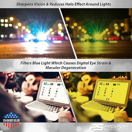 Miniatura 4 de proSPORT Visión nocturna antideslumbrante lente amarilla gafas de sol conducción hombres mujeres aviador metal plástico Marcos