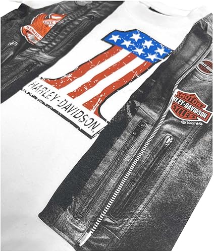 Miniatura 2 de Harley-Davidson Chaleco estampado de piel sintética para bebé, manga corta, color blanco