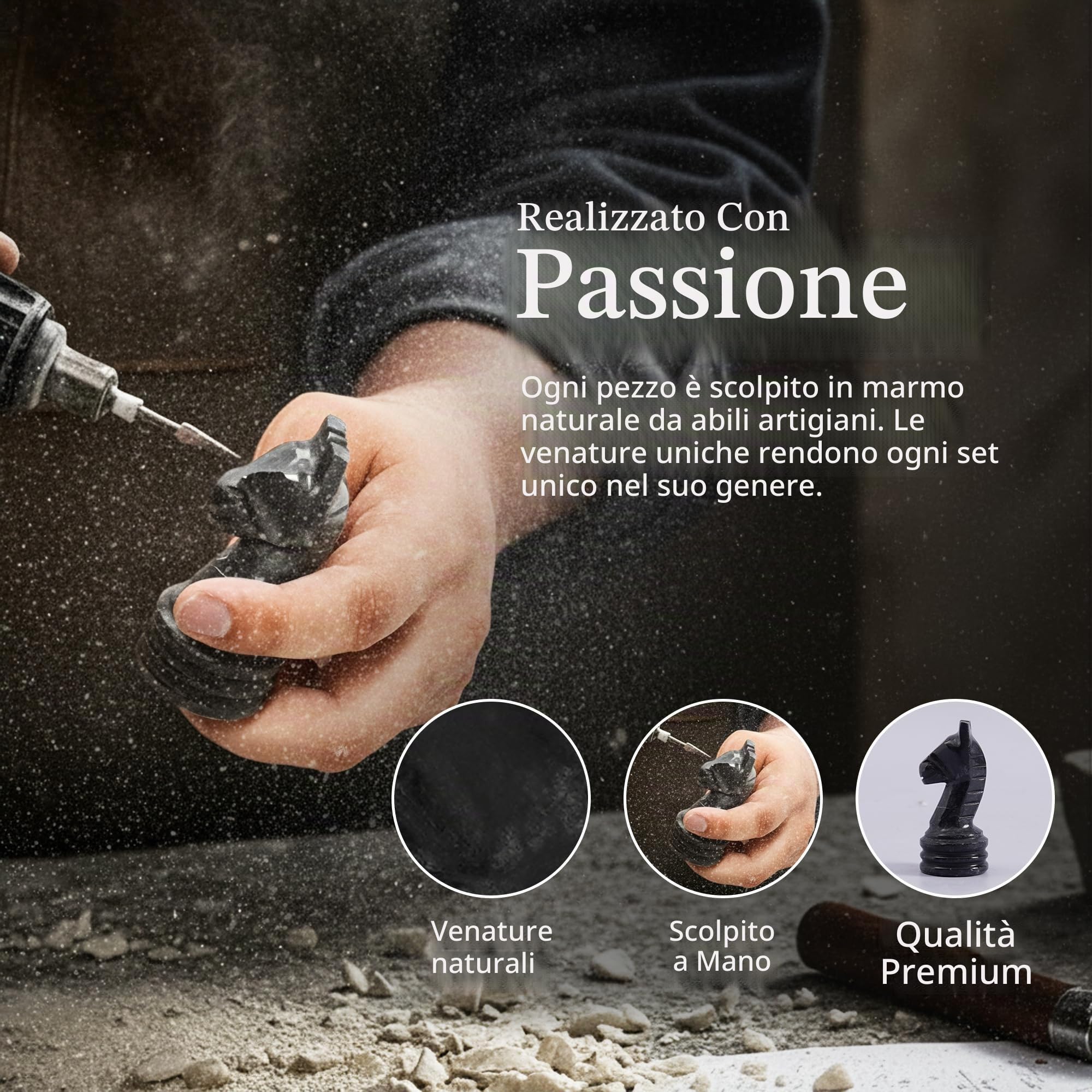 Radicaln Set di scacchi in marmo da 15 pollici fatto a mano in bianco e nero classico gioco da tavolo, giochi da tavolo per famiglie per adulti, scacchiera in marmo di lusso e pezzi di scacchi