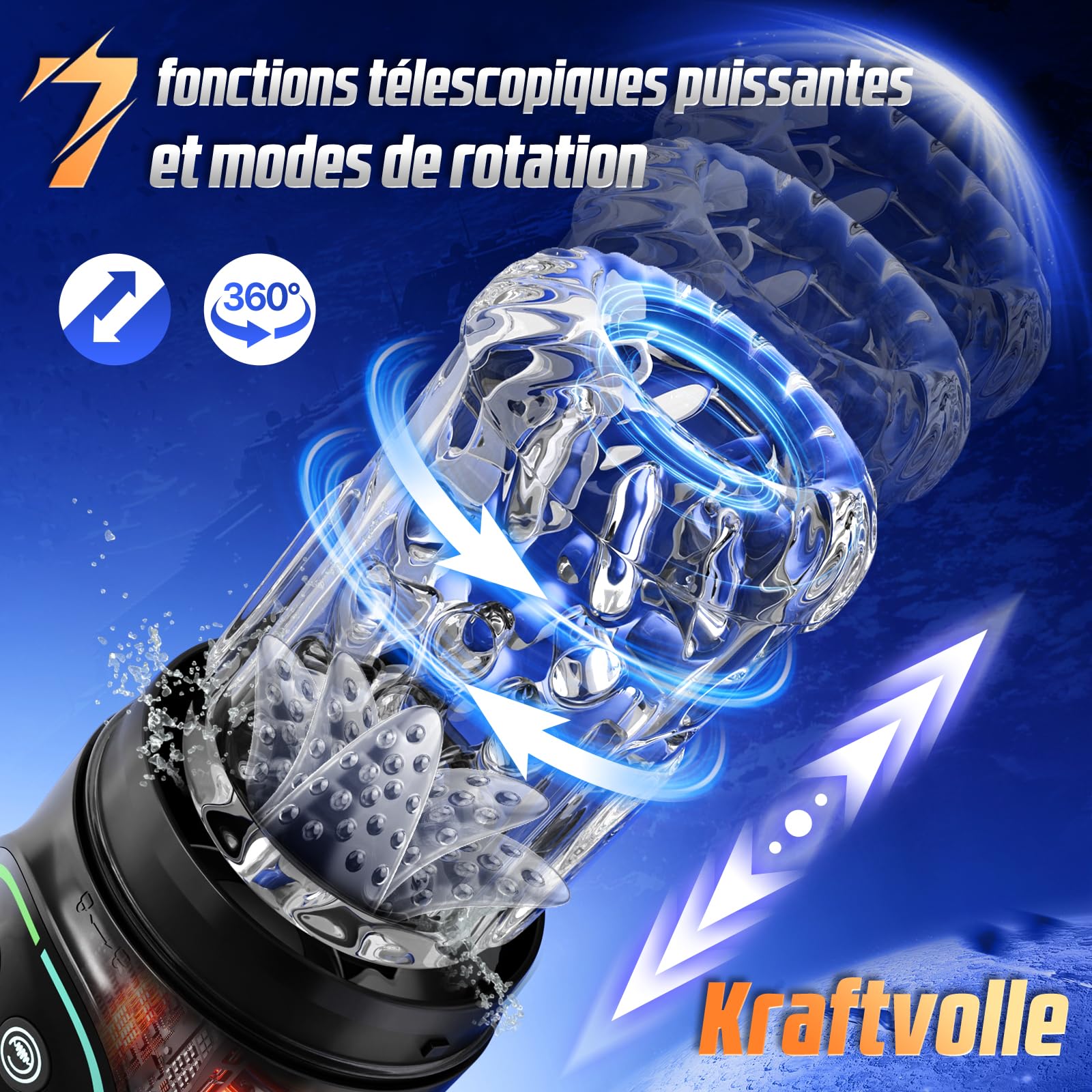 Masturbateurs Masculins Sex Toys avec 7 Modes Télescopiques & Rotation Et Succion, Automatique Masturbâteur Homme Mains Libres Vibration 3D Silicone, Sex Toýs Homme