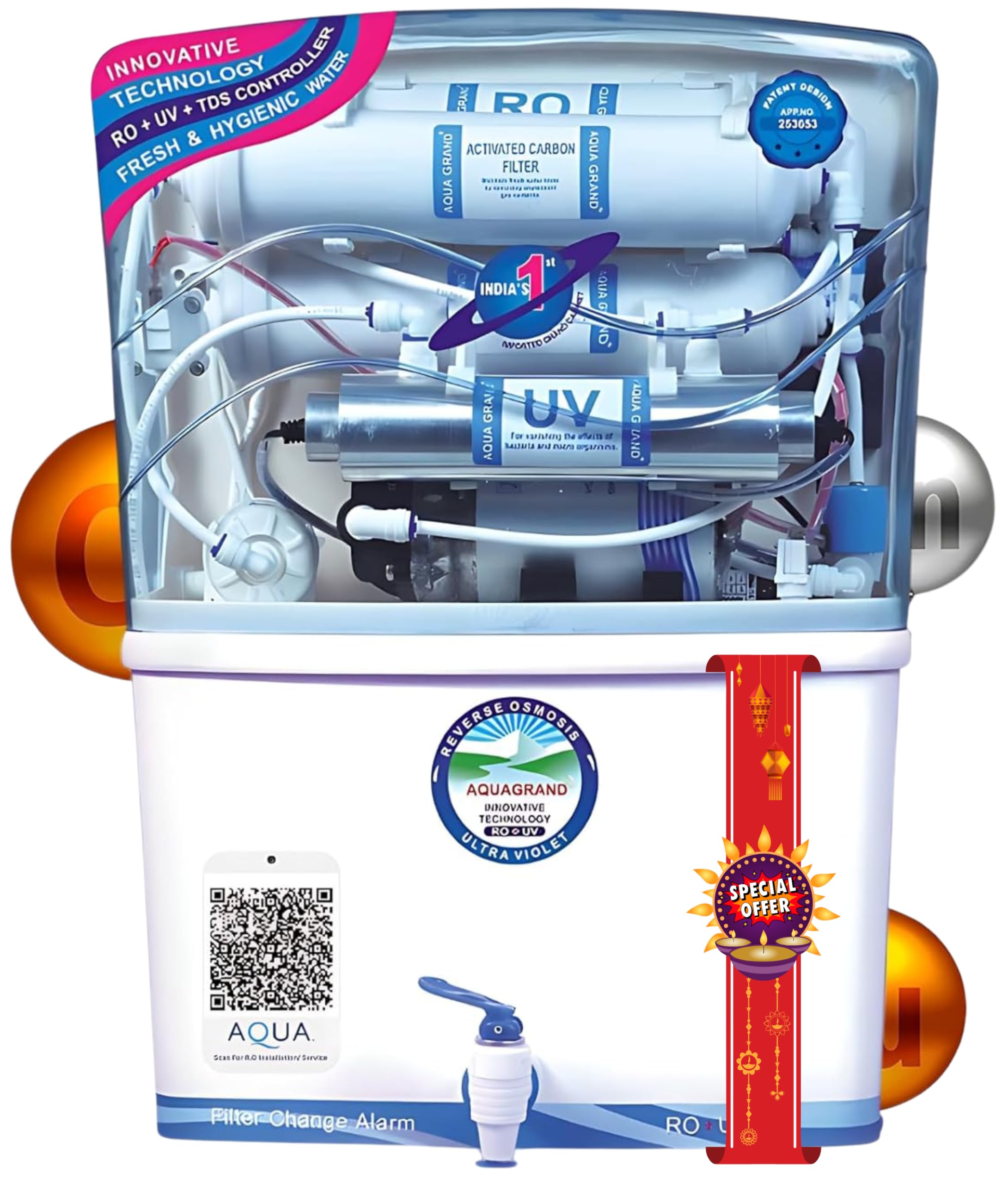 Aqua Grand Plus RO Domestic Water Purifier (RO+ LED UV+ ORC COPPER+ HIGH TDS MEMBRANE+ TDS CONTROL) Best For High Fluoride or Chemical Water | 20 LPH | 12 Liter Storage (Aqua Grand Plus (Premium)) (B0DHKQ1L7G) Amazon Price History, Amazon Price Tracker