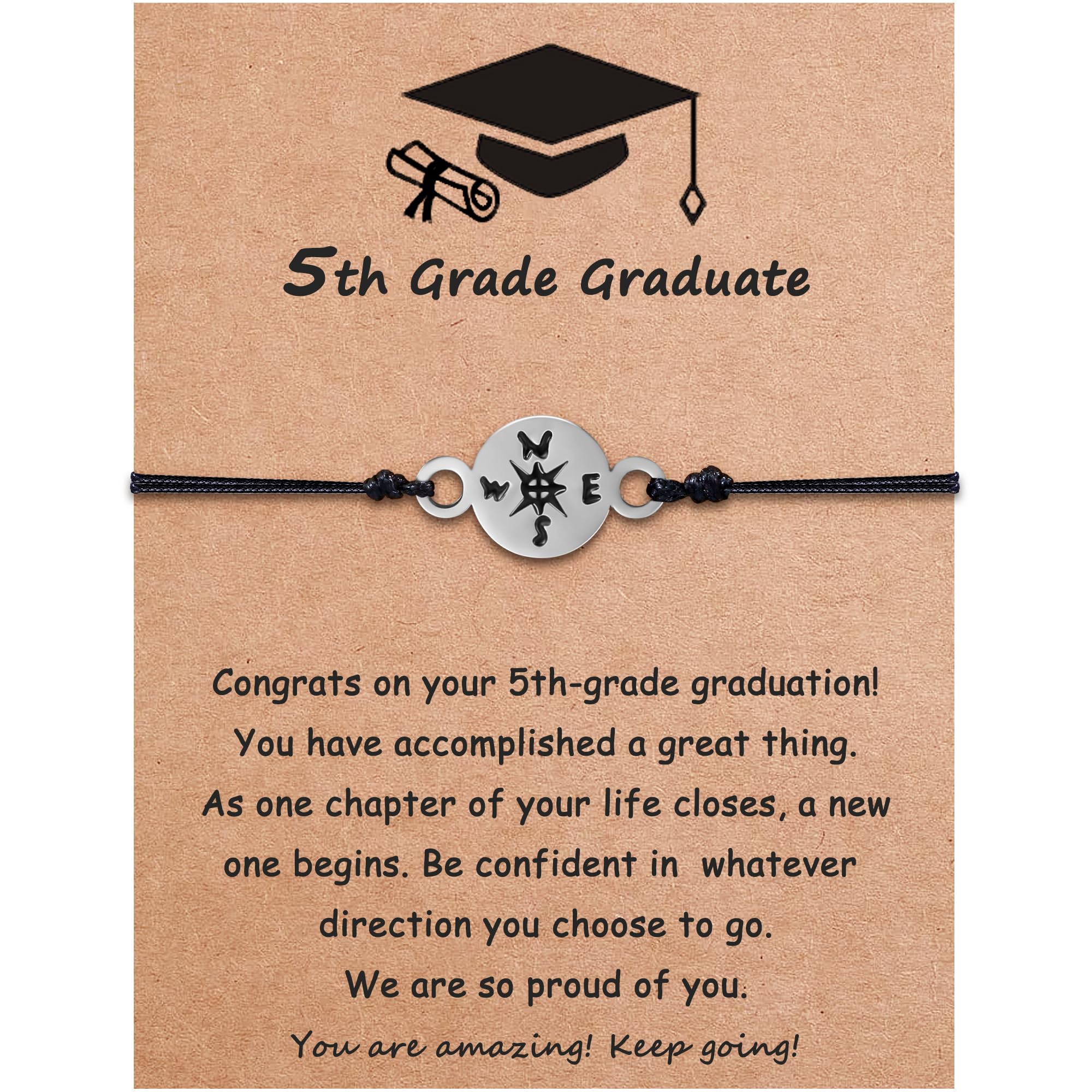 SmileBelle Graduation Bracelet as 5th 8th Grade Graduation Gifts for Boys Girls, Kindergarten Grad Graduations Gifts, Fifth Eighth Grad Gift Nurse Graduations Gift for Women, Compass Bracelets as Class of 2026