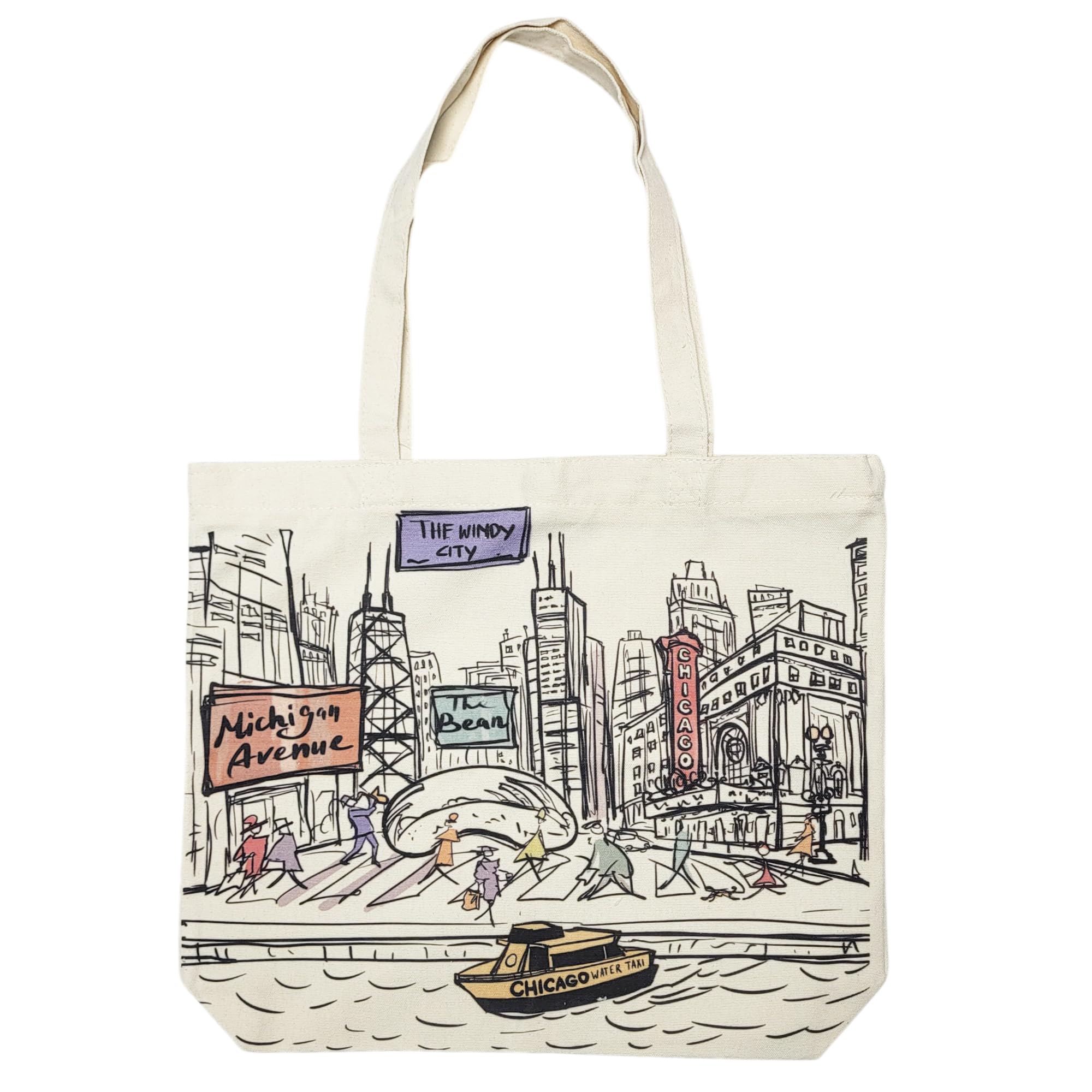 Cities Around the World Artwork Tote Bag Series- Designed in the USA, 17"x14", Double Sided Print, Souvenir & Gift