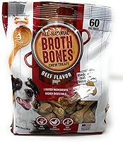 Nylabone Beef Broth Bones for Dogs, 60 Count 2.6 lbs - Digestible Treats with Real Beef Broth for Joints & Immunity