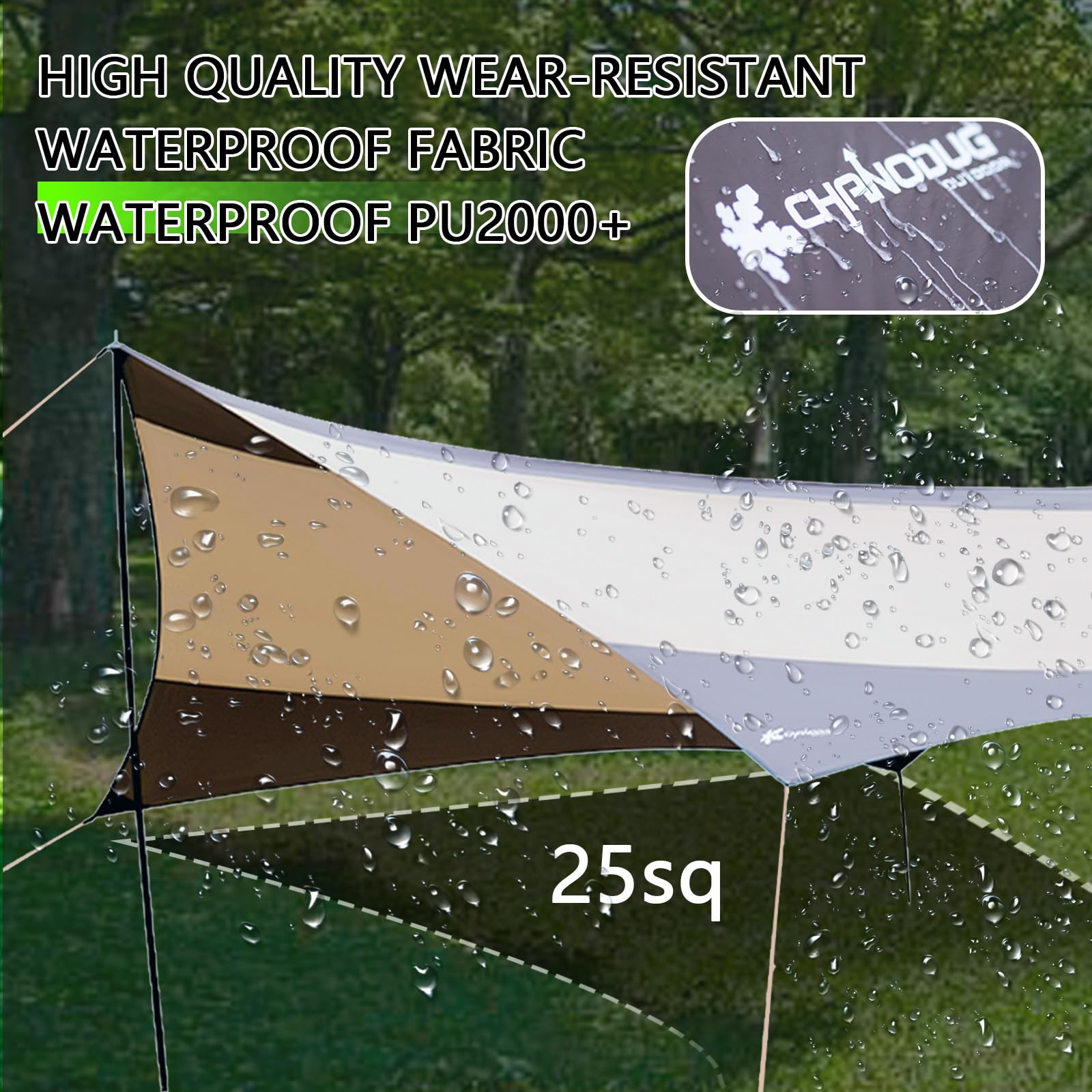 Zeltplanen 5.6x5.6m UV-beständiger Tarp wasserdicht Ultraleicht Camping Picknick