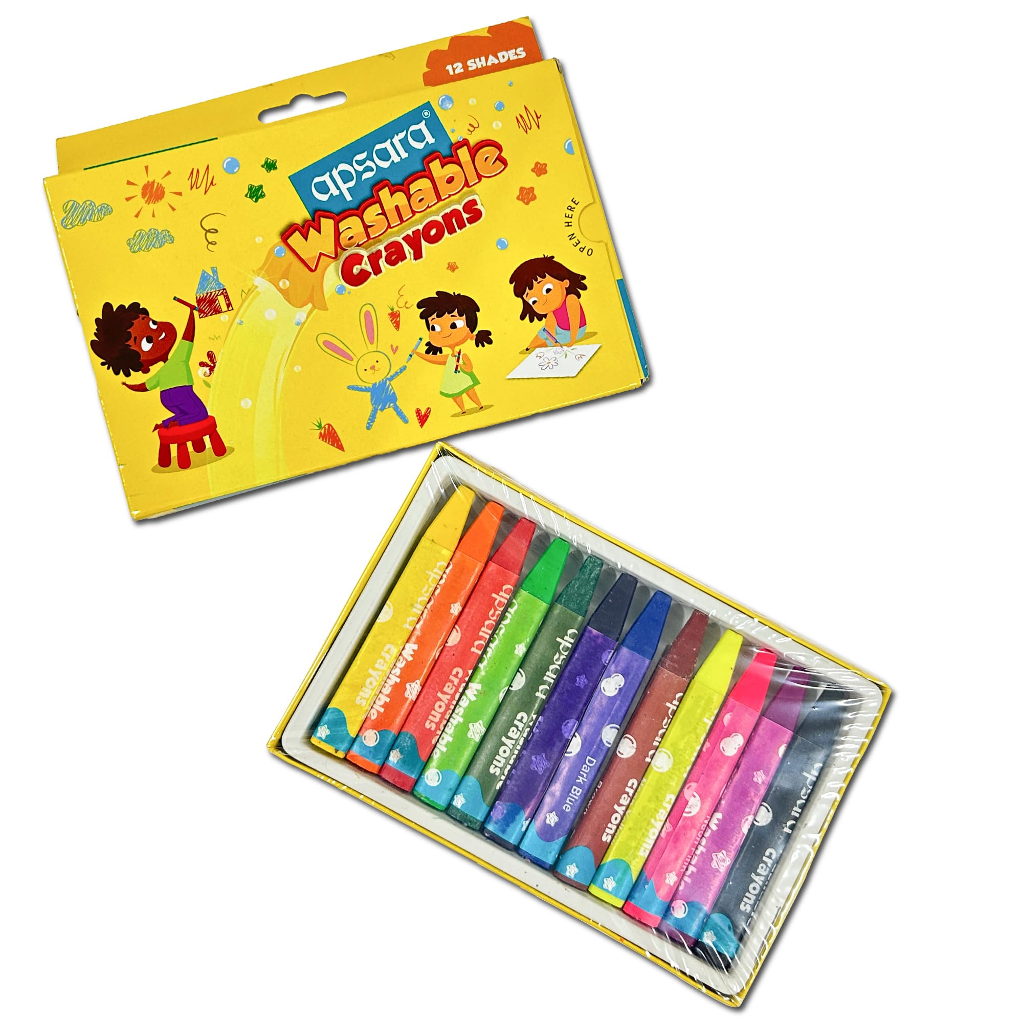 Apsara 12 Washable Crayons, Non-toxic Artistic Colours, Safe to Use, Bright Colours, Triangular Shape Crayons, Comfortable Grip, Easy Clean-up, for 1-4 Year Old Kid,12 Shades in Each Pack (B0BMX32YDF) Amazon Price History, Amazon Price Tracker