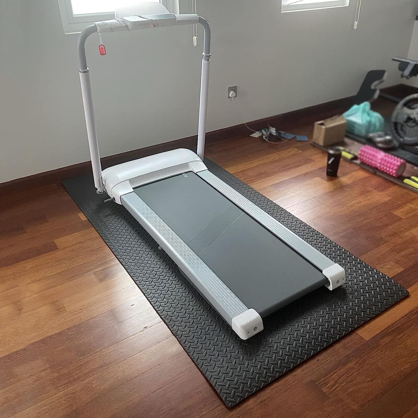 WORDFUN Tappetino per Attrezzature Fitness, 1750x800mm 2000x1000mm, Tappetino di Protezione del Pavimento Ad Alta Densità, AntiVibrazione, Fonoassorbente, per Tapis Roulant, Ciclette