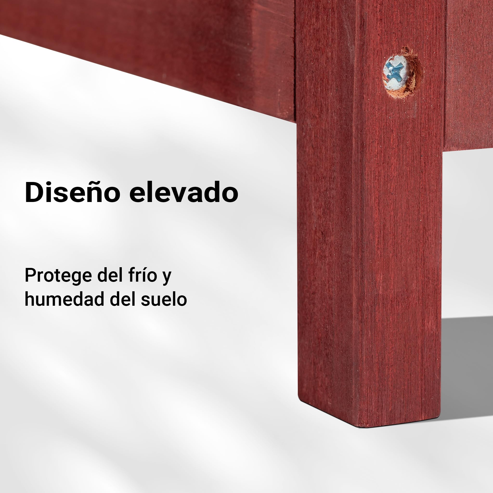 Conejera con Escalera y Dos Niveles Rojo y Blanco Caseta con Suelo extraíble y tejado Plegable
