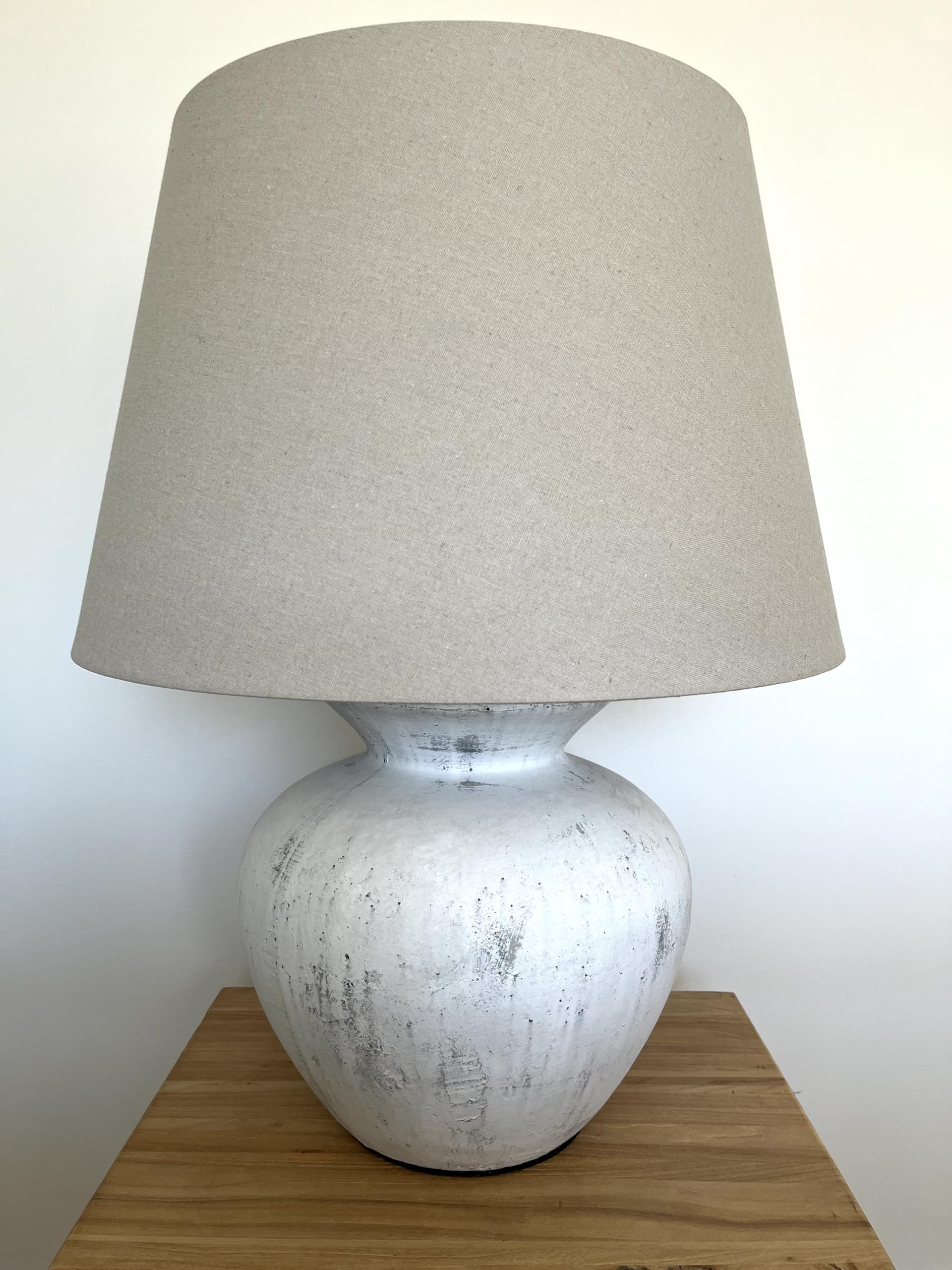 Wholesome Home Stone Base Table Lamp with Beige Shade, Large 65 cm Height, Light Grey, Living Room, Bedside