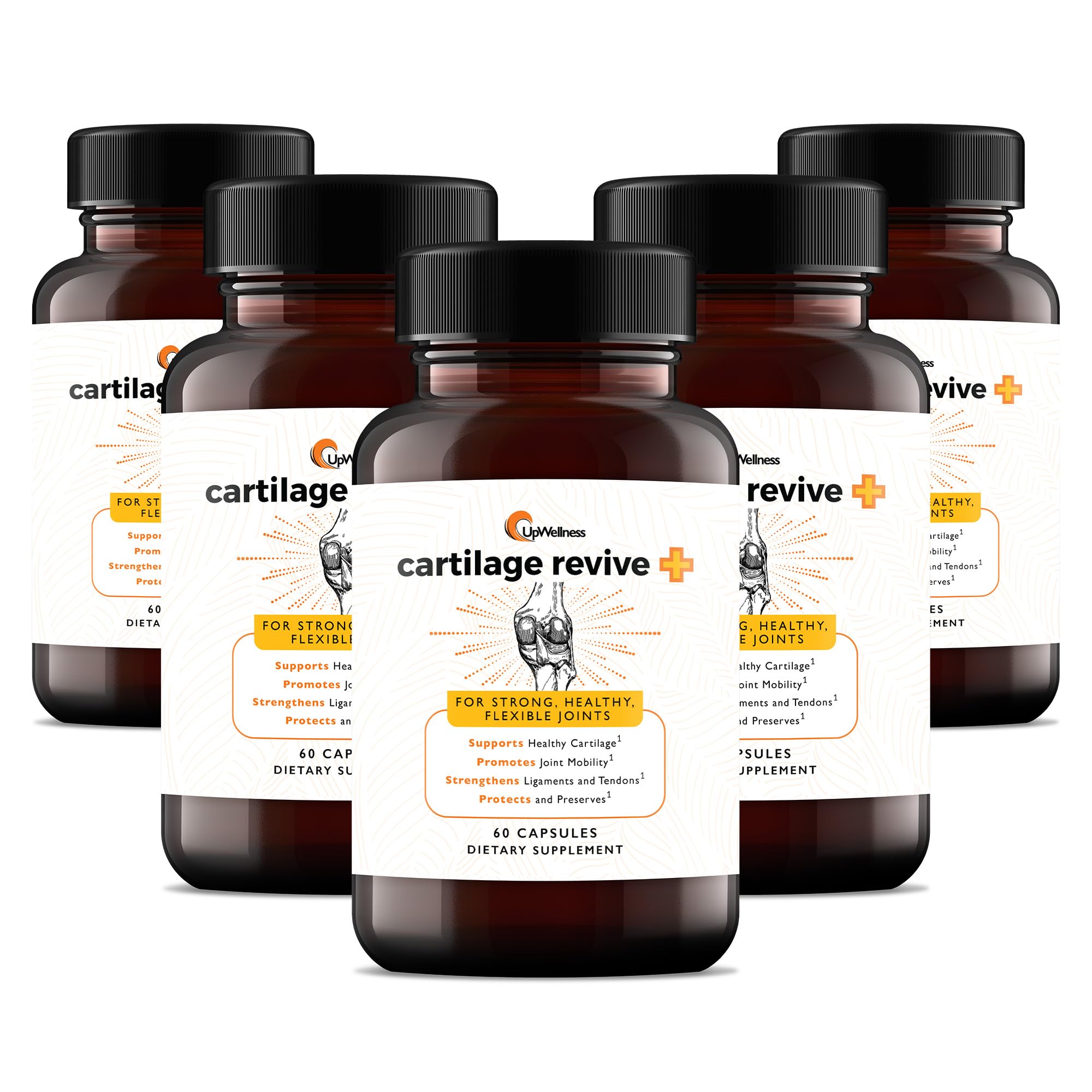 UpWellness Cartilage Revive + Joint Support Supplement, 300 Capsules 60 Count (Pack of 5)