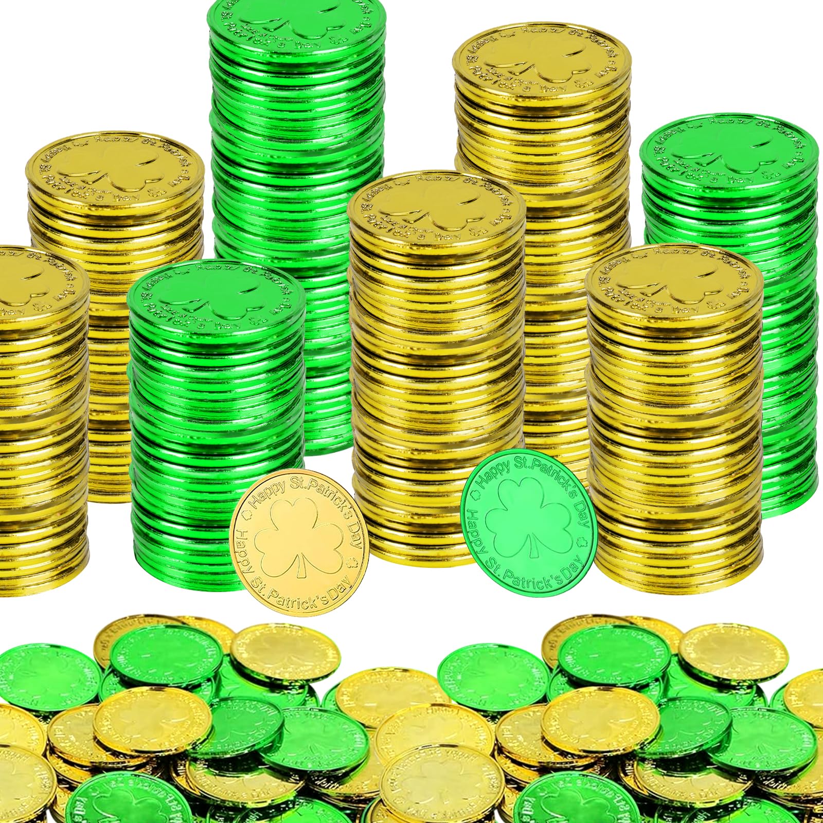 聖パトリックデー ゴールドコイン 120個 ゴールドとグリーン ラッキーコイン プラスチック シャムロック レプラコーンコイン 聖パ  Amazon.co.jp: 160個 聖パトリックの日 ラッキーコイン - グリーンとゴールドのシャムロックプラスチックコイン 聖パトリックの日  ゴールド ...