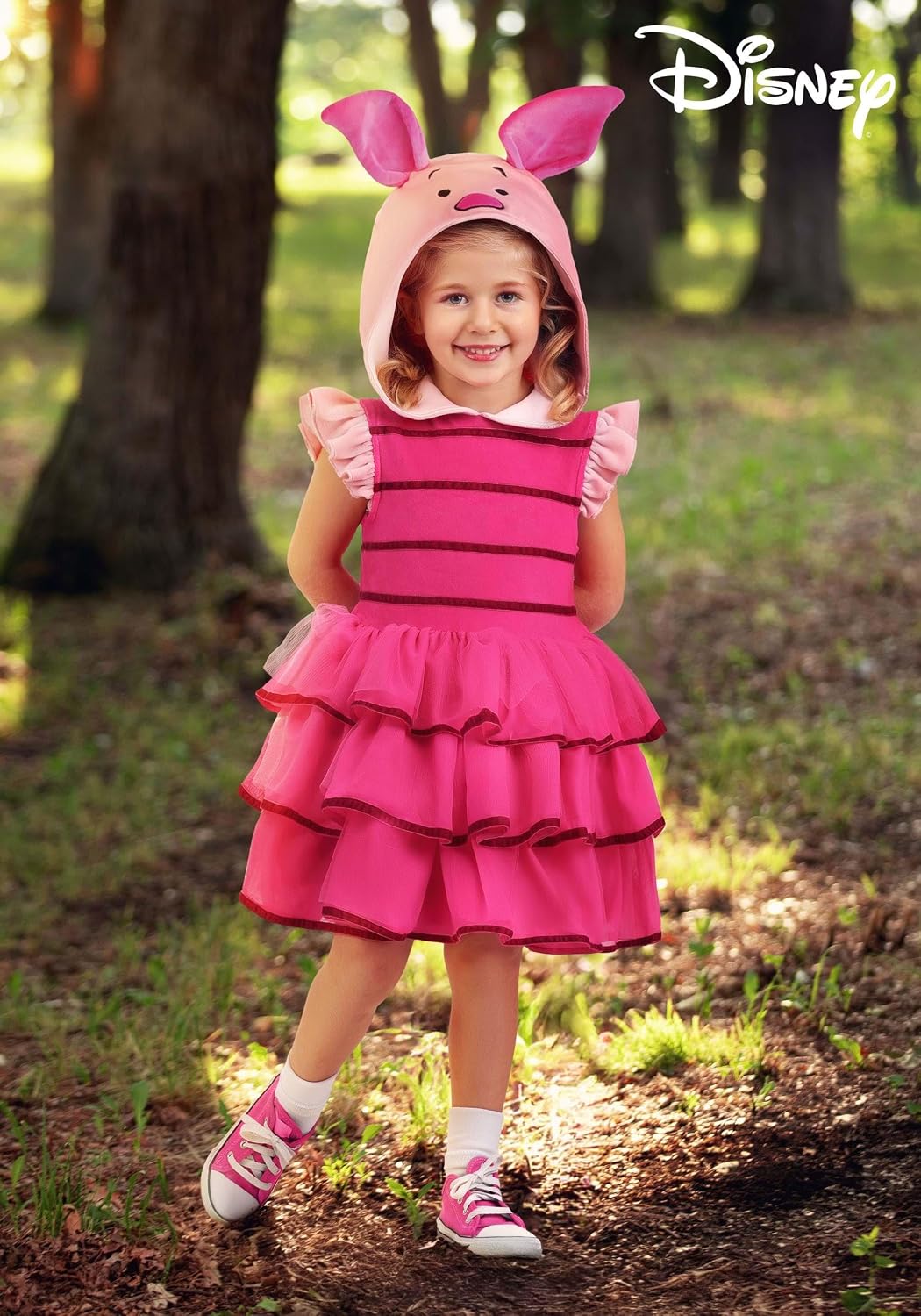 Girl's Toddler Disney Piglet Costume Dress | Officially Licensed Pink Piglet Outfit with Ears and Striped Bodice