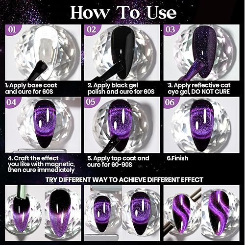 Miniatura 7 de MIZSHE - Esmalte de uñas de gel con imán de ojo de gato, 0.3 onzas líquidas, kit de manicura universal para licuados magnéticos con purpurina Aurora