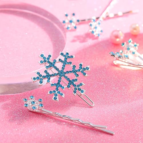 Miniatura 9 de Lurrose 6 horquillas de copo de nieve con cristales Bobby Pins Rhinestone Bridal Hair Clips pasadores para boda baile fiesta