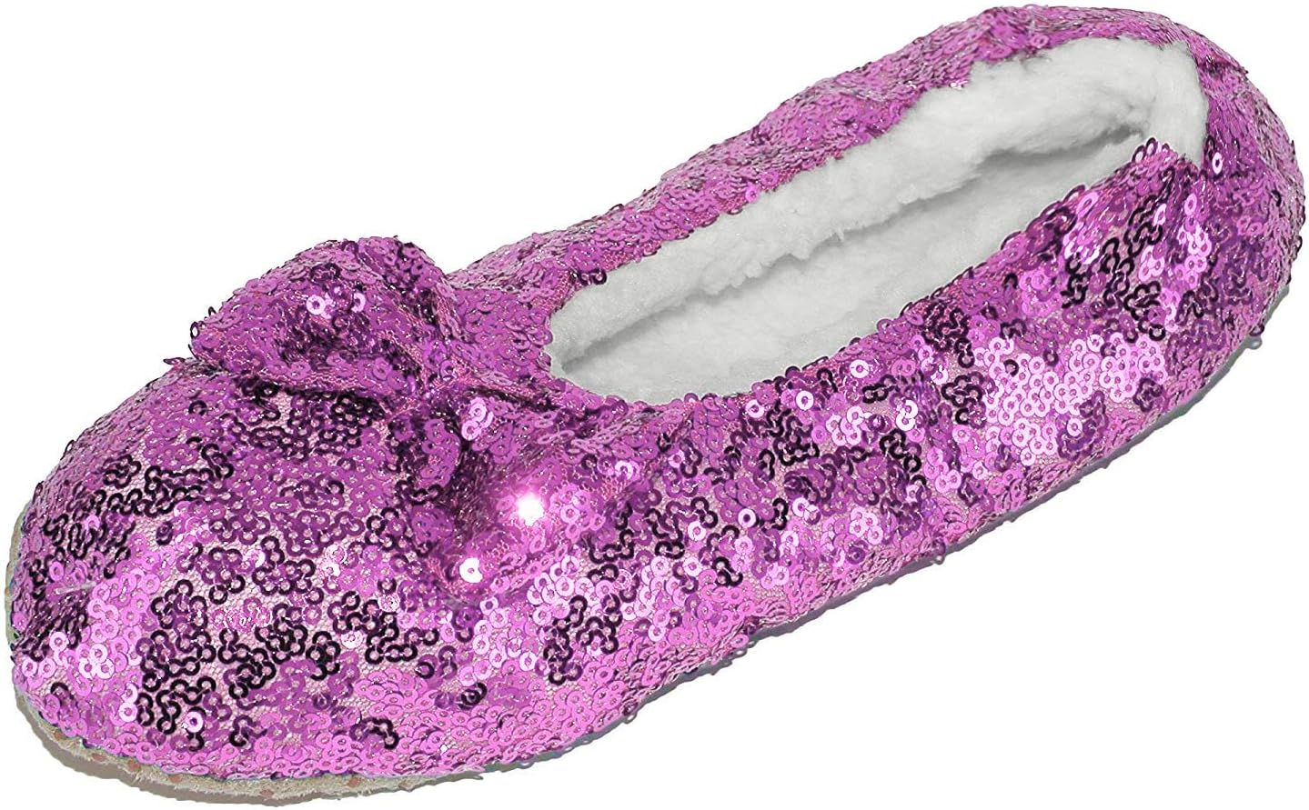 Alotta Knits Women's Sequins Ballerina Slippers with Sherpa Fleece Lining