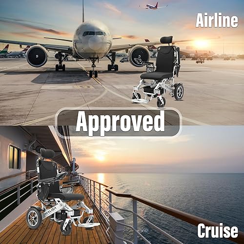 Miniatura 7 de MALISA Silla de ruedas eléctrica, plegable y ligera todo terreno para adultos, respaldo reclinable automático, silla de ruedas motorizada, sillas