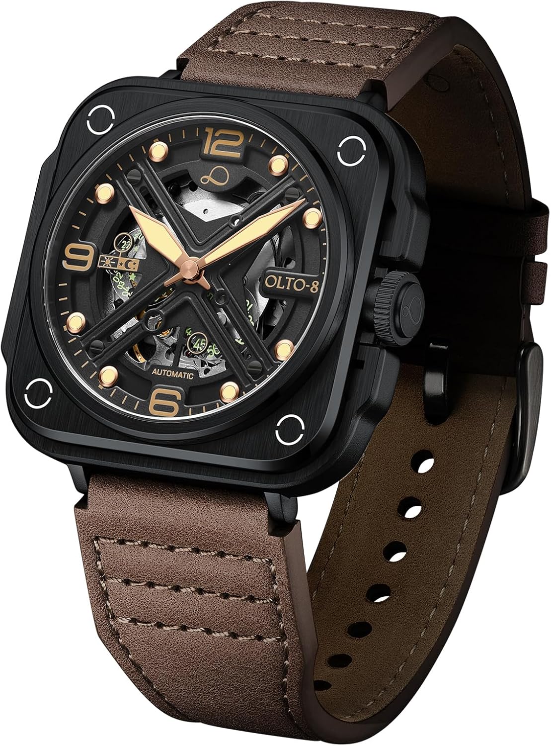 Automatic Luxury Skeleton Watch, Infinity II RPM-Style Stainless Steel 50 Meters Waterproof