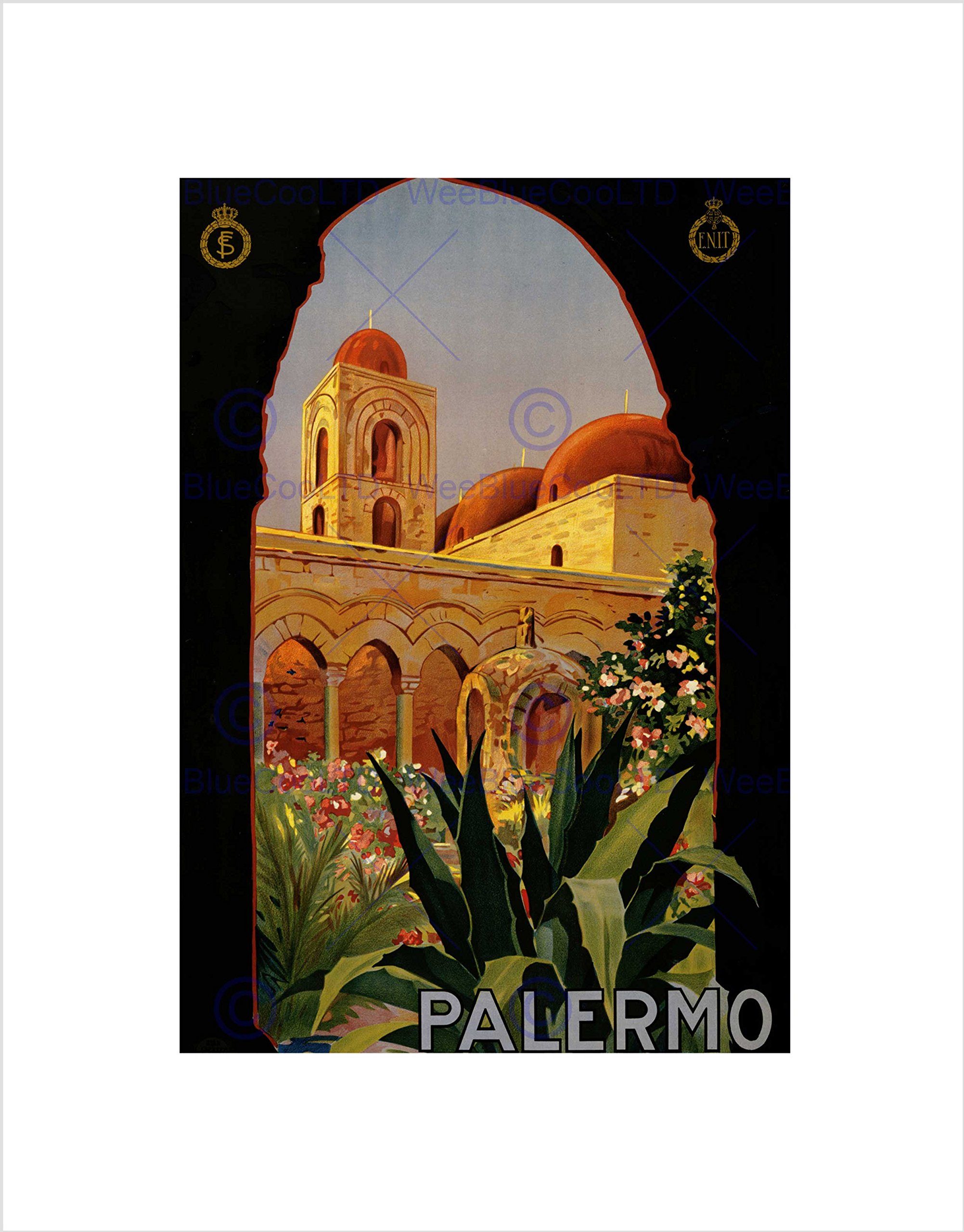 Wee Blue Coo Travel Tourism Palermo Sicily Italy San Giovanni Wall Art Print