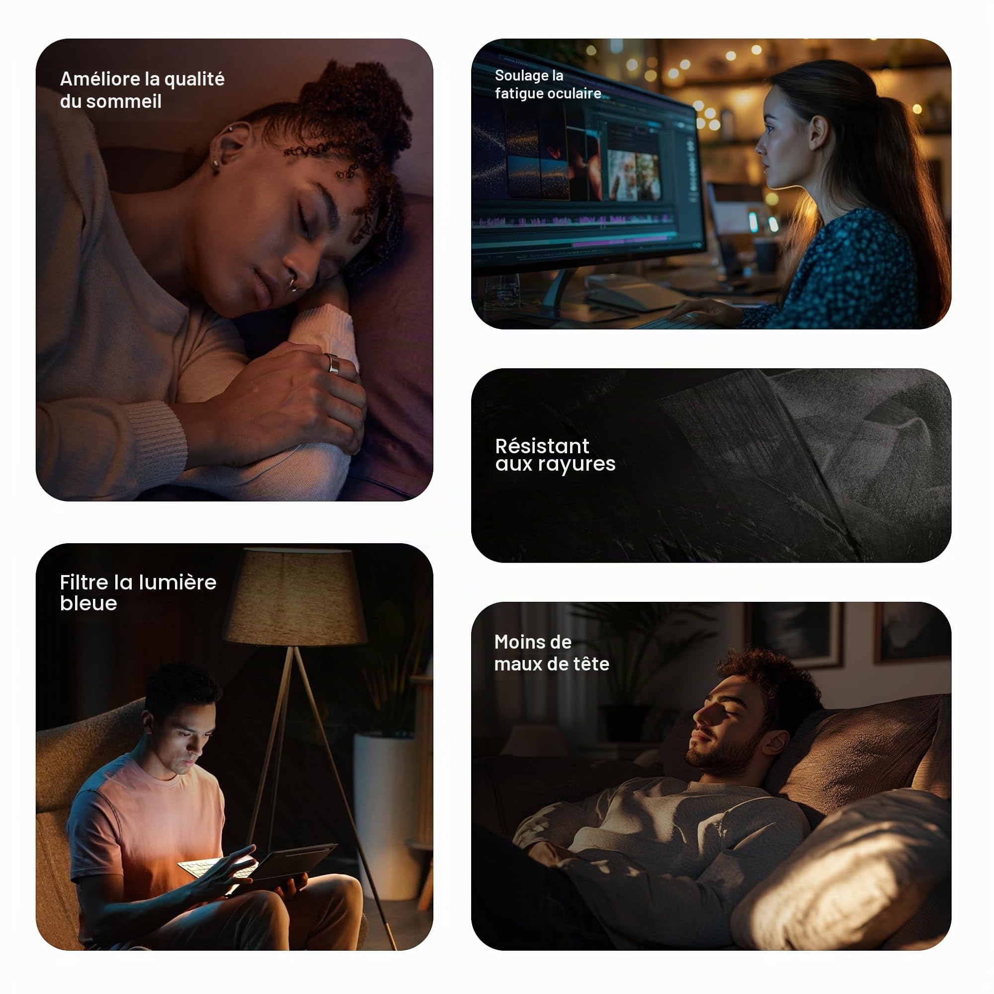 ULTRAHUMAN Lunettes anti-lumière bleue de la série Faraday | Lunettes d'ordinateur et de jeu pour hommes et femmes pour améliorer le sommeil et augmenter la mélatonine de manière naturelle