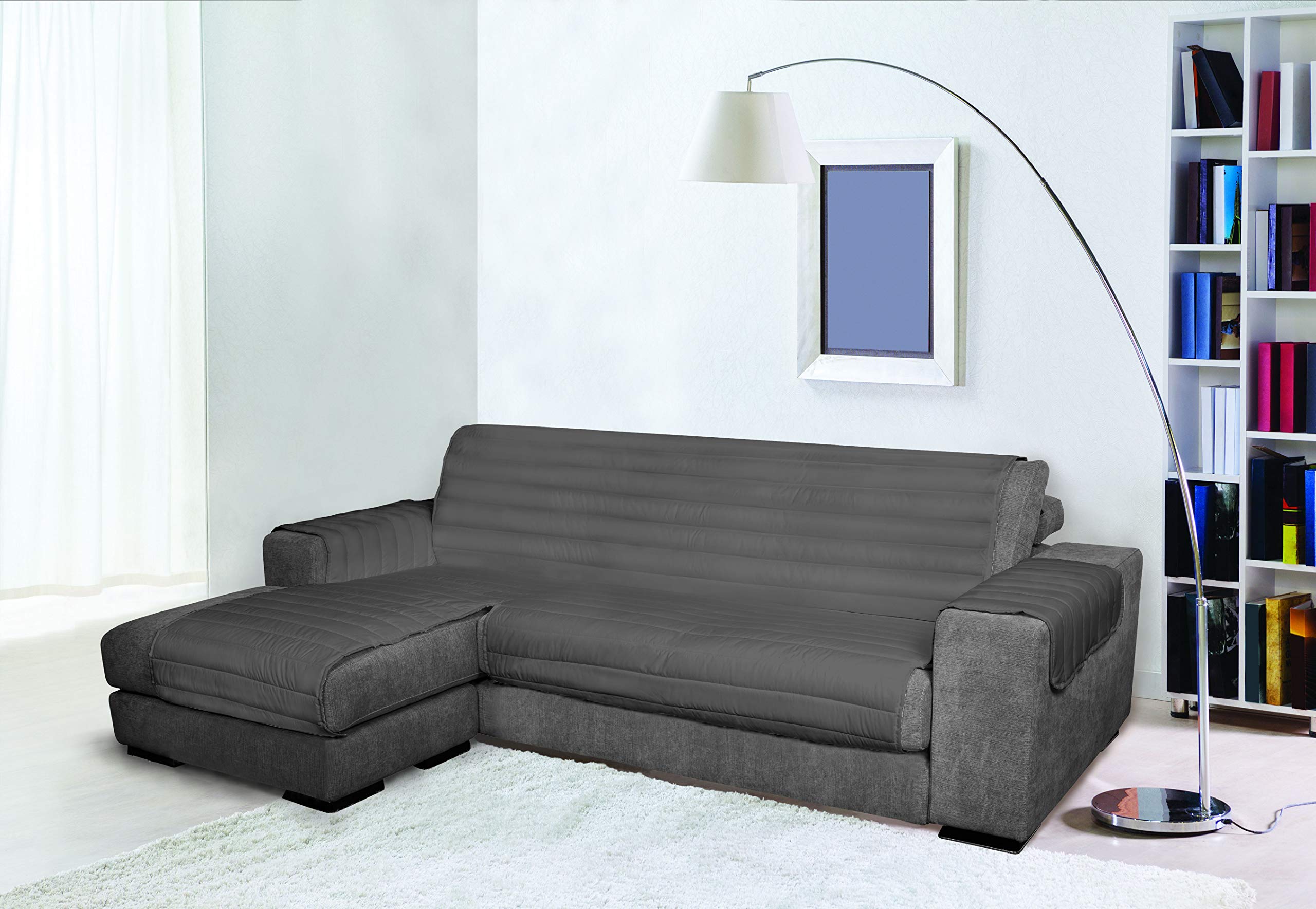 Italian Bed Linen Trendy Doubleface sofa cover, Dark grey 240cm