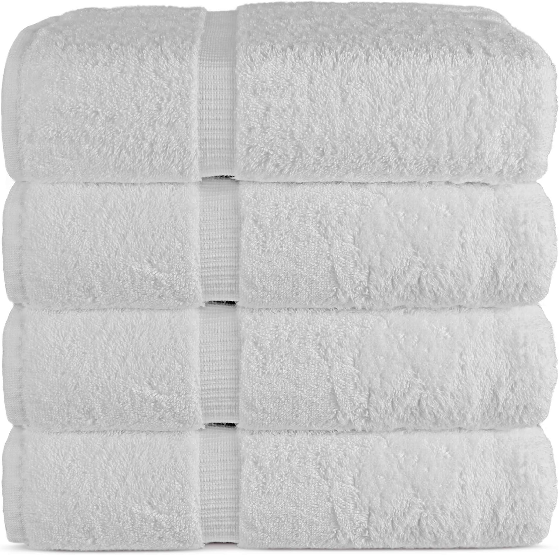 Chakir Turkish Linens Luxury Hotel & Spa Bath Towel 100% Genuine Turkish Cotton, 27" x 54",Set of 4,White