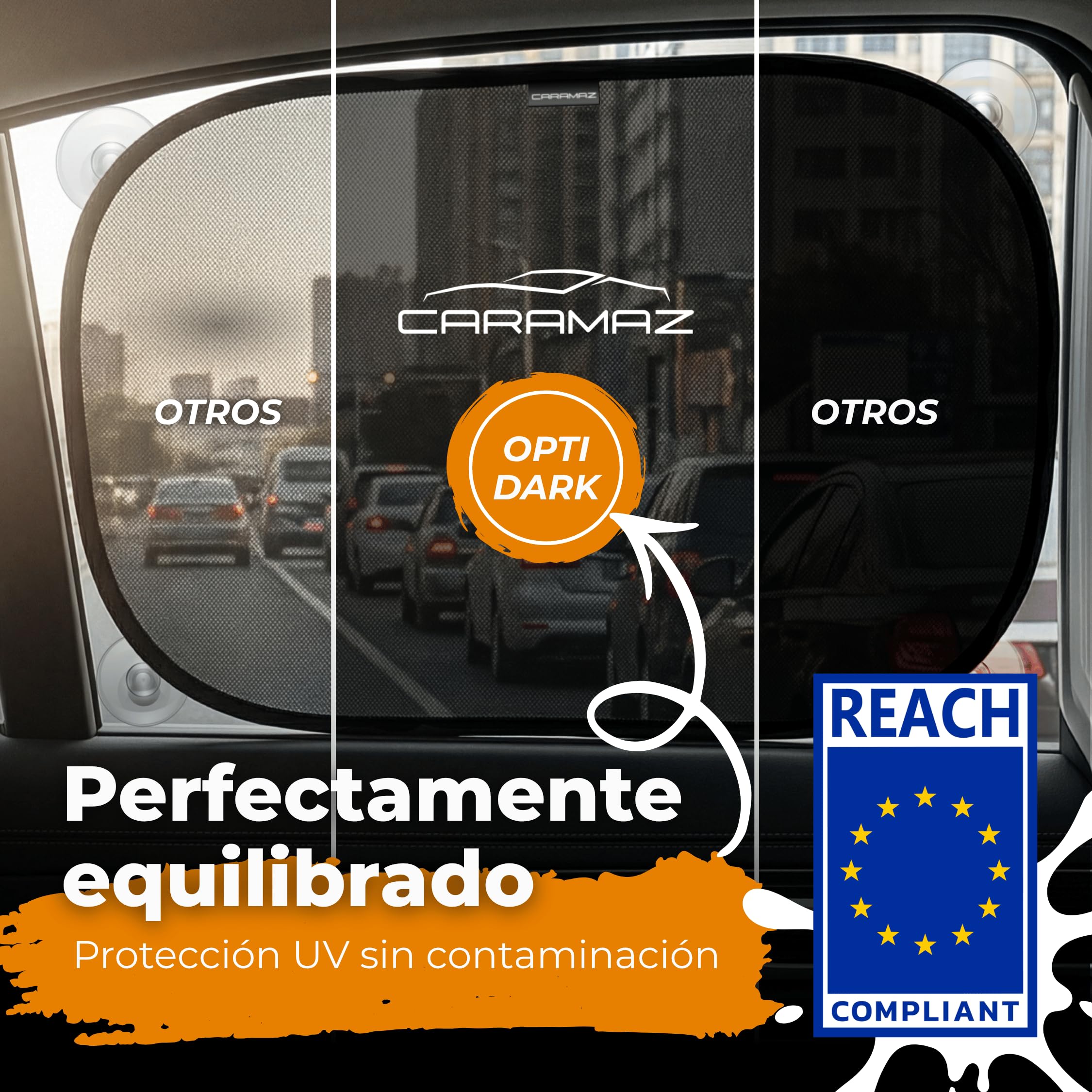 Parasol Coche Protección UV Certificada Óptima Oscuridad Autoadhesivo 51x31 cm Negro para Bebés y Mascotas