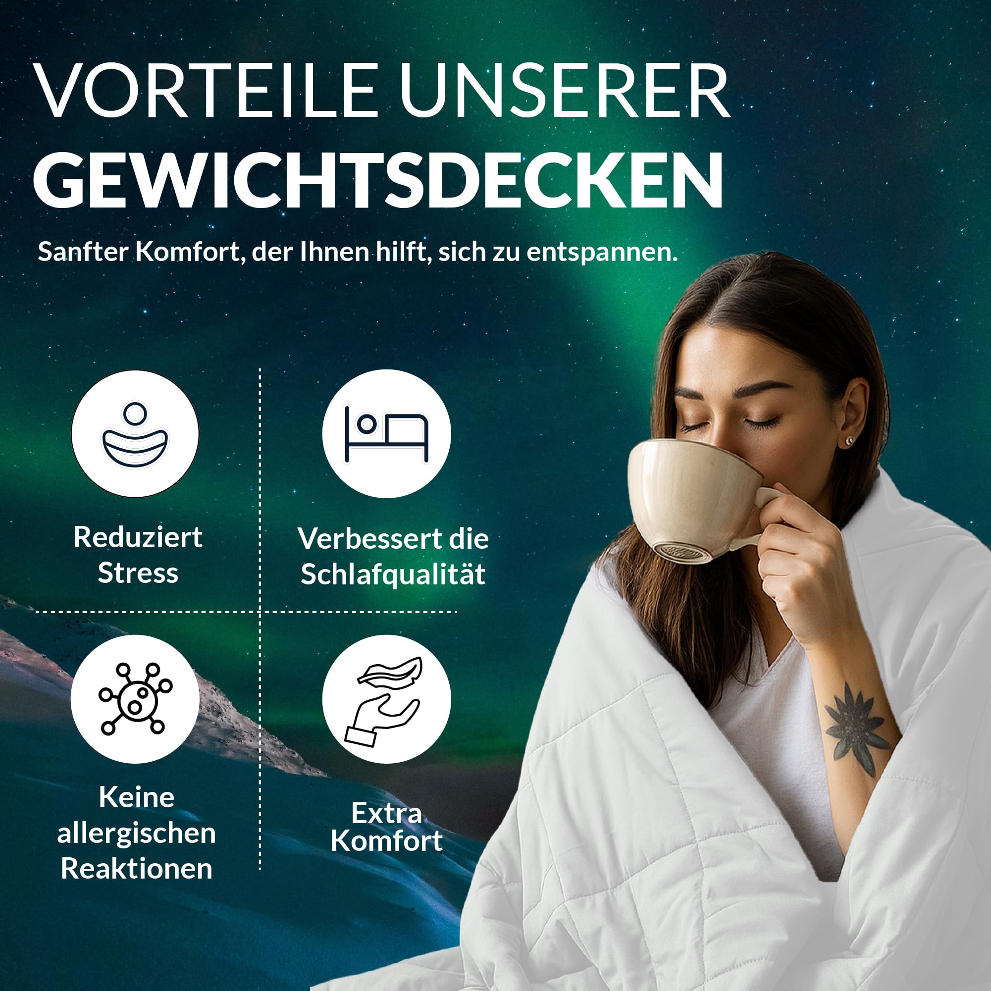 Polar Night Gewichtsdecke 150x200 cm 5kg 100% Baumwolle Oeko-TEX Standard