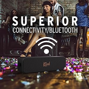 Klipsch The Detroit Portable Bluetooth Speaker with Dual 1" tweeters and 3" woofers, IP67 dust and Waterproof Rating, 20 Hours of Playtime for a Premium Live Concert Experience