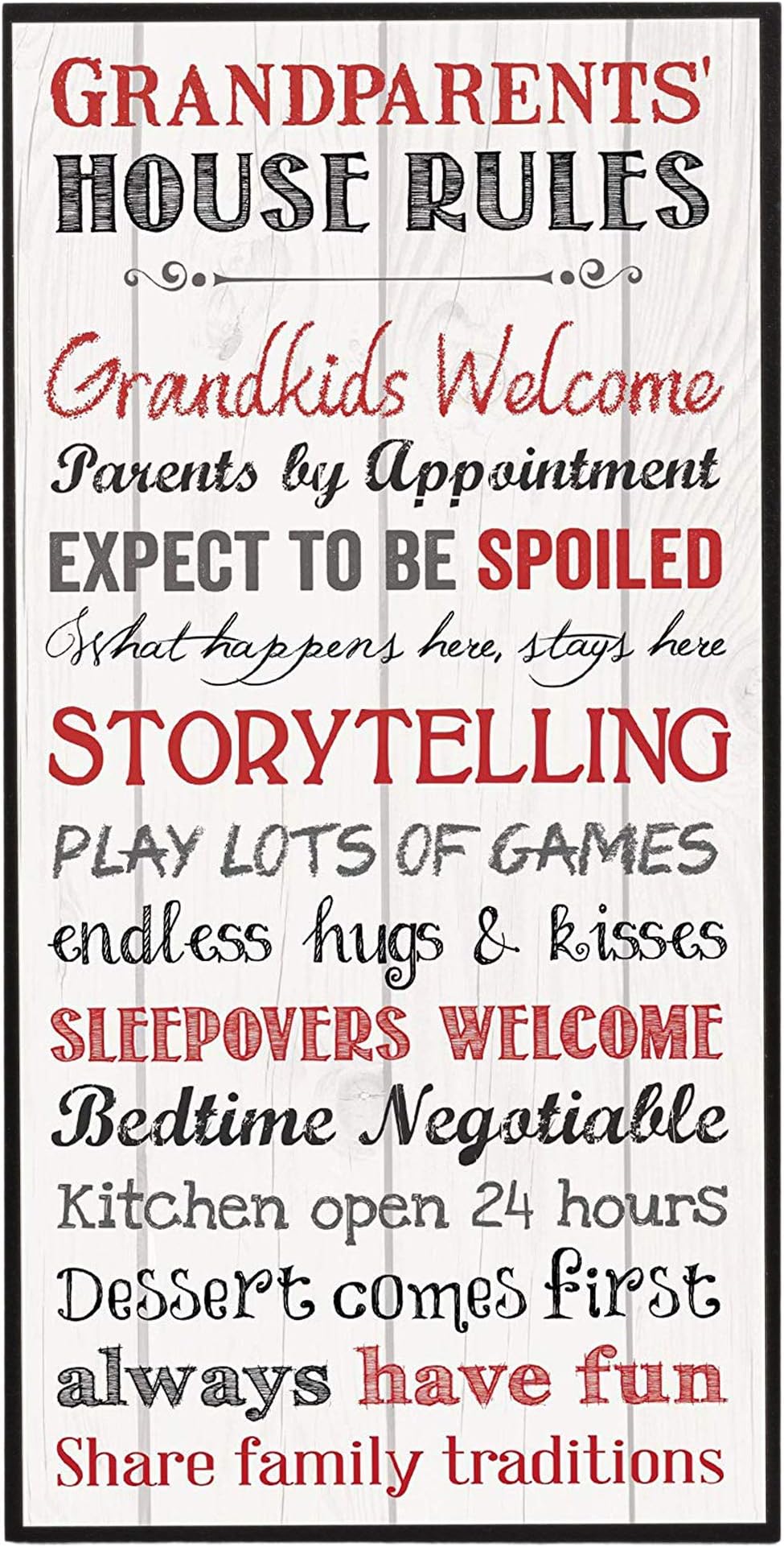 P. Graham Dunn Grandparents House Rules 12 x 6 Inch Mounted Print Decorative Wall Art Sign Plaque