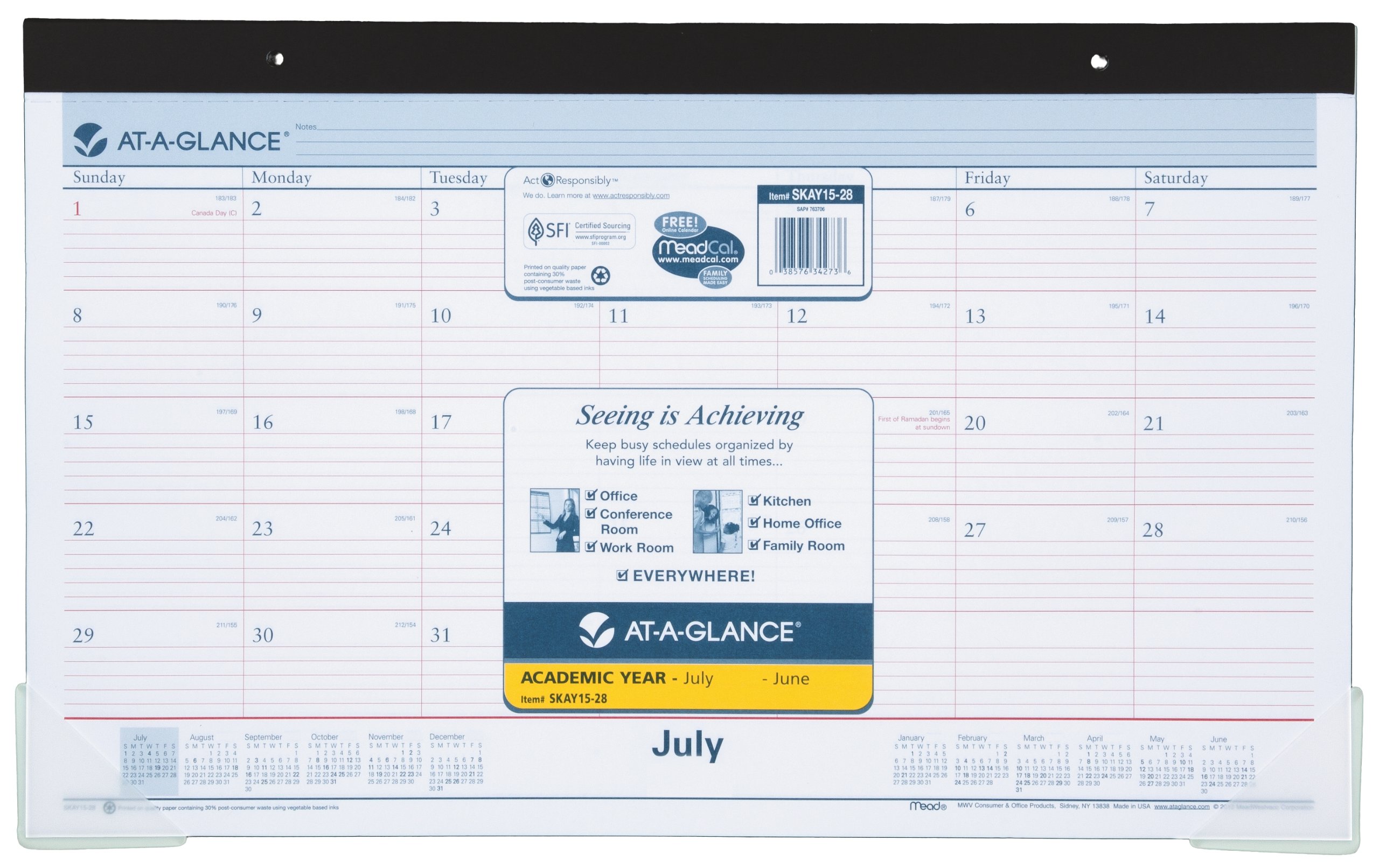 AT-A-GLANCE 2013–2014 Academic Year Compact Monthly Desk Pad Calendar, 17.75 x 10.88 Inches (SKAY15-28)