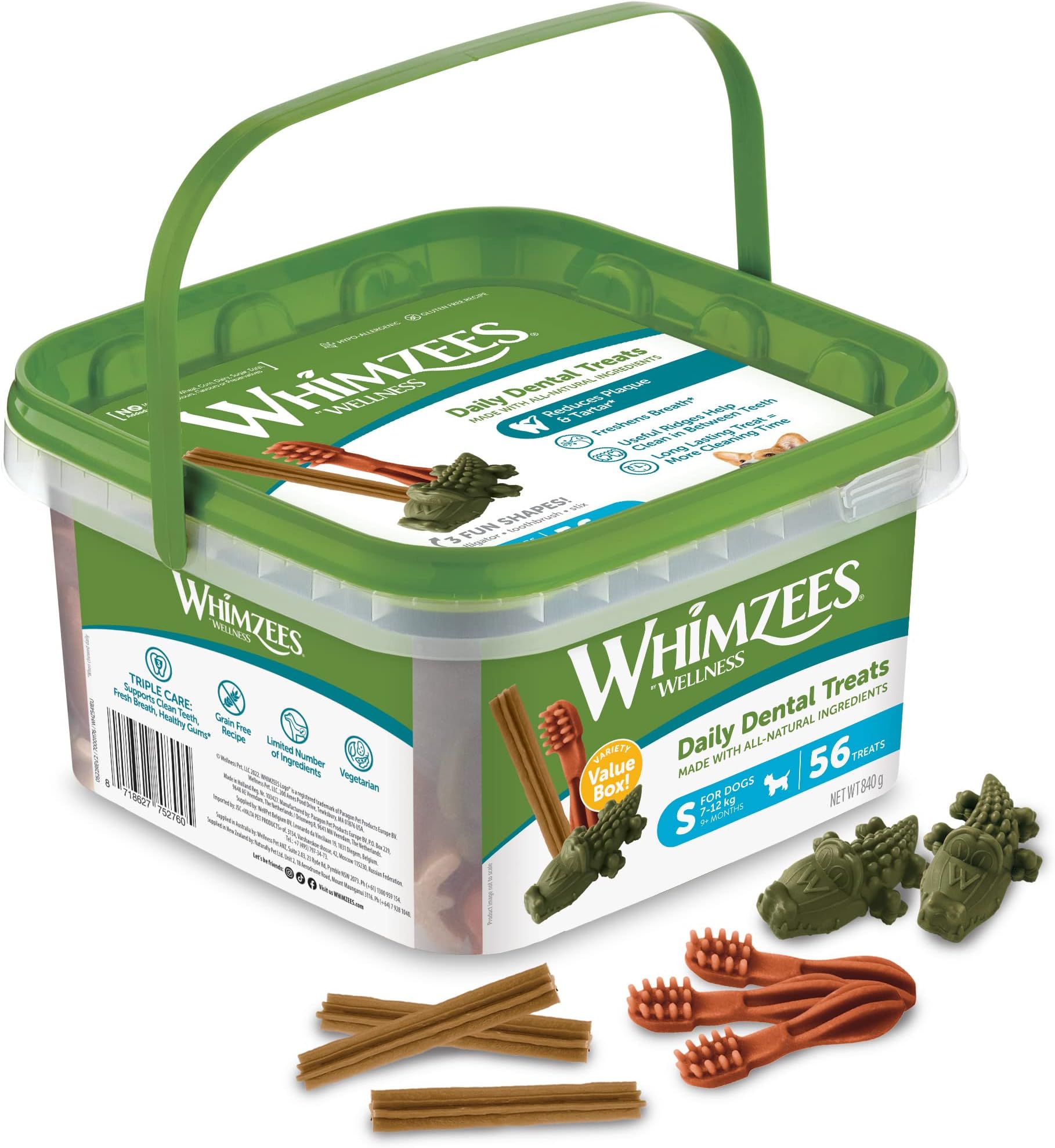 Natural Grain Free Daily Dental Dog Treats Variety Packs 56 Small, Grade 840 G