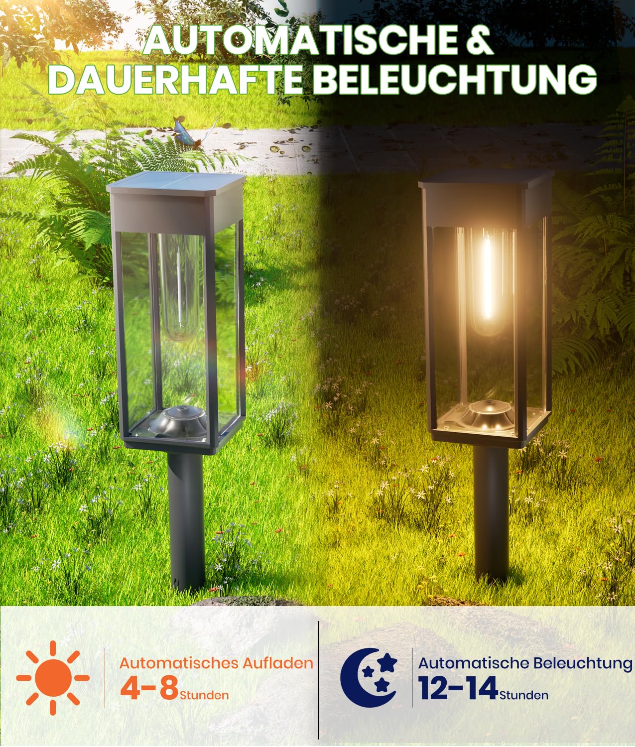 Joycome Luci solari per esterni da giardino, 2 pezzi, 150 LED, illuminazione solare da giardino, 8 modalità, lampada solare da giardino, decorazione per esterni, balcone, fioriera