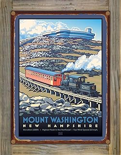 Northwest Art Mall Mt Washington NH Observatory Rustic Metal Print on Reclaimed Barn Wood from Travel Artwork by Artist Paul Leighton 8.5" x 11.5"