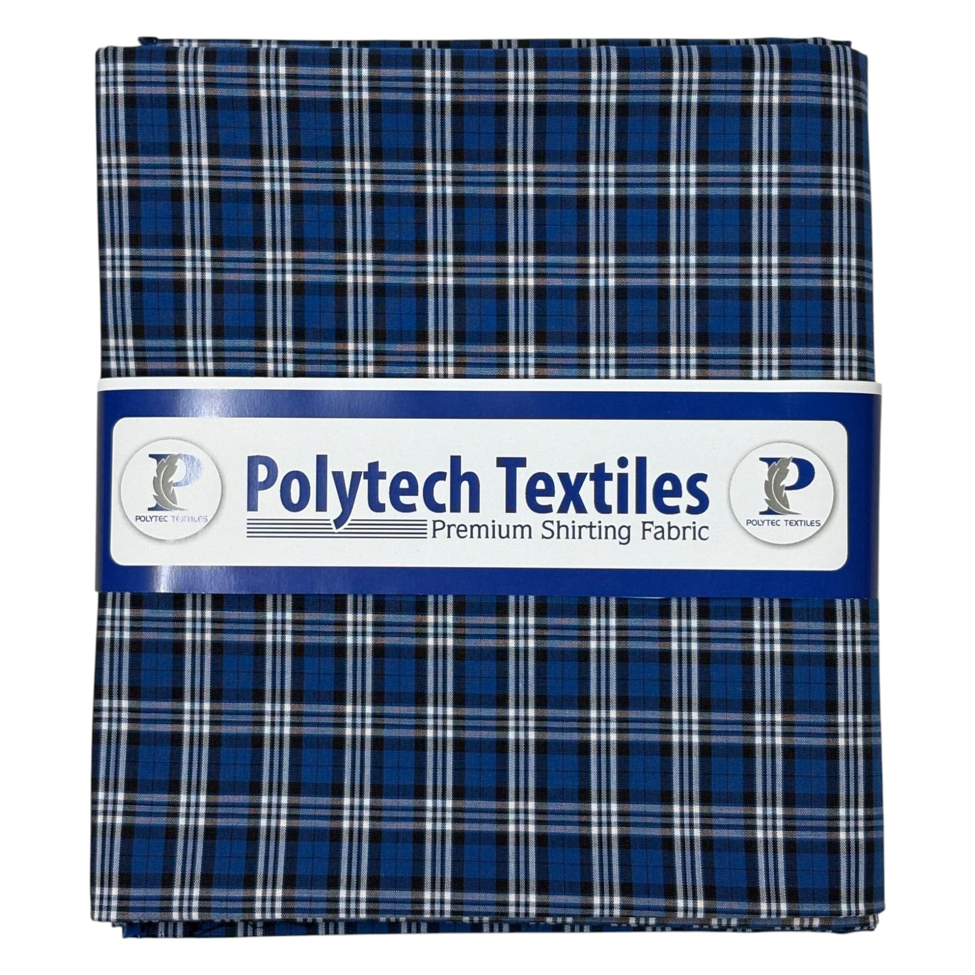 polytech textiles 103-Polytech Textiles Premium Cotton Shirting Fabric, Blue Shaded Checks Pattern, Unstitched,-picture-19