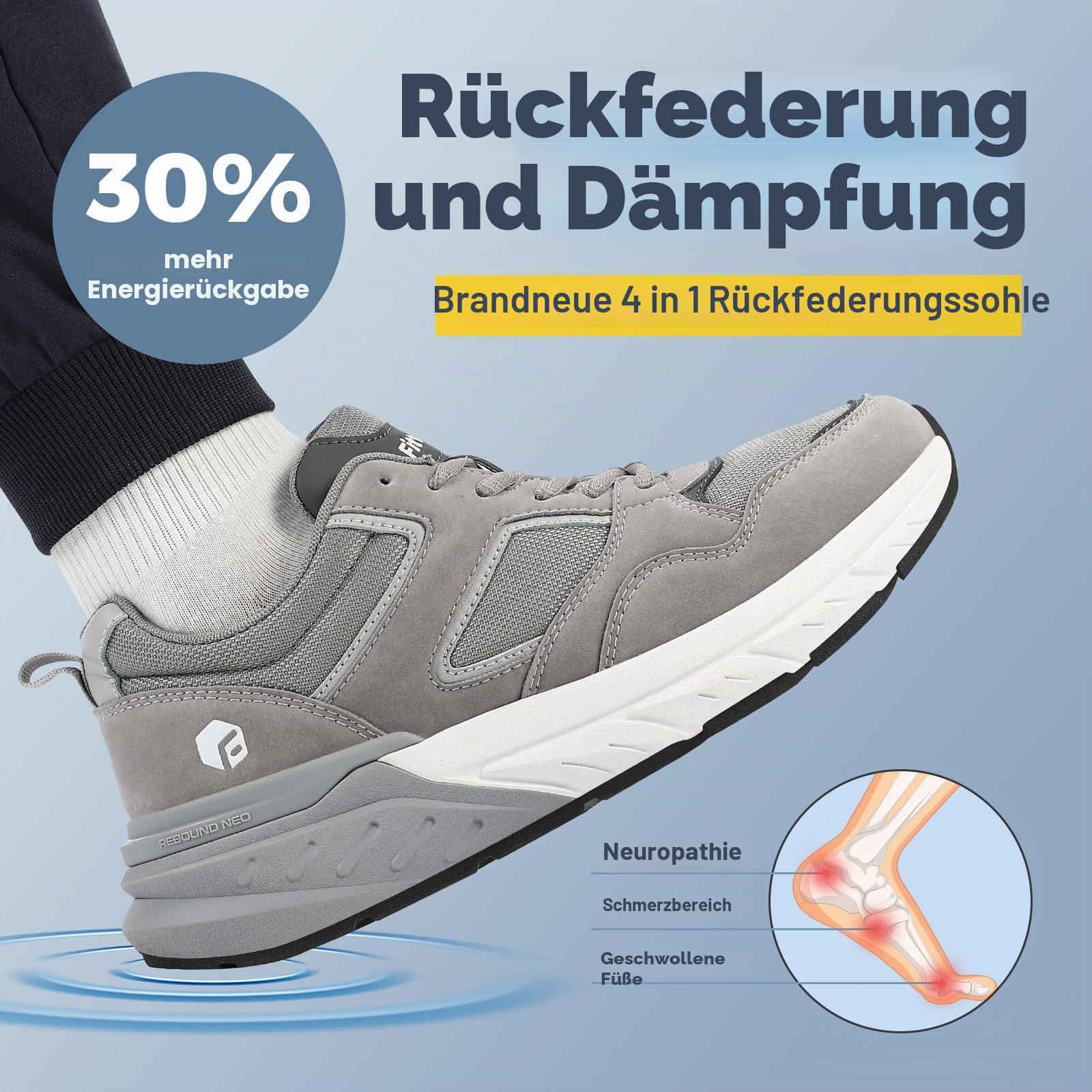 FitVille Laufschuhe Herren Sneaker Extra Weit Turnschuhe Atmungsaktive Sportschuhe Outdoor Straßenlaufschuhe Bequeme Walking Schuhe