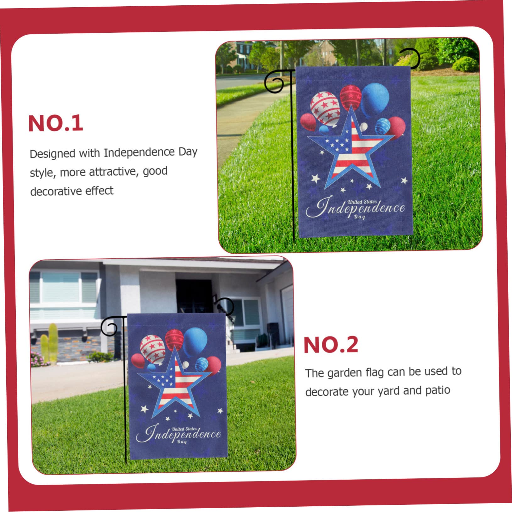 VICASKY 8 Teiliges Gartenflaggen aus Strapazierfähigem Doppelseitiges Amerikanisches Patriotic Sign Banner für und Terrasse Wetterfest und Saisonal Geeignet
