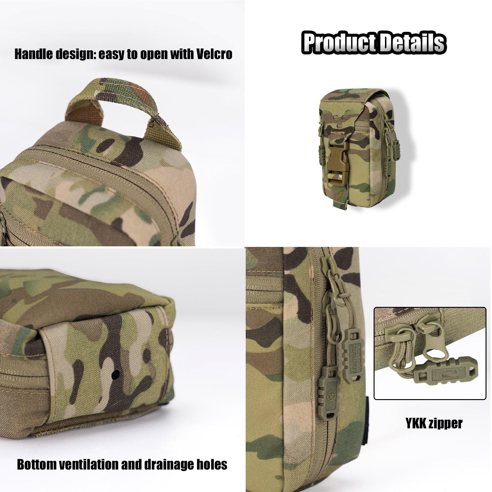 Bolsa Médica Táctica, Bolsa Médica Extraíble con Sistema MOLLE IFAK, Botiquín de Primeros Auxilios para Caza y Camping