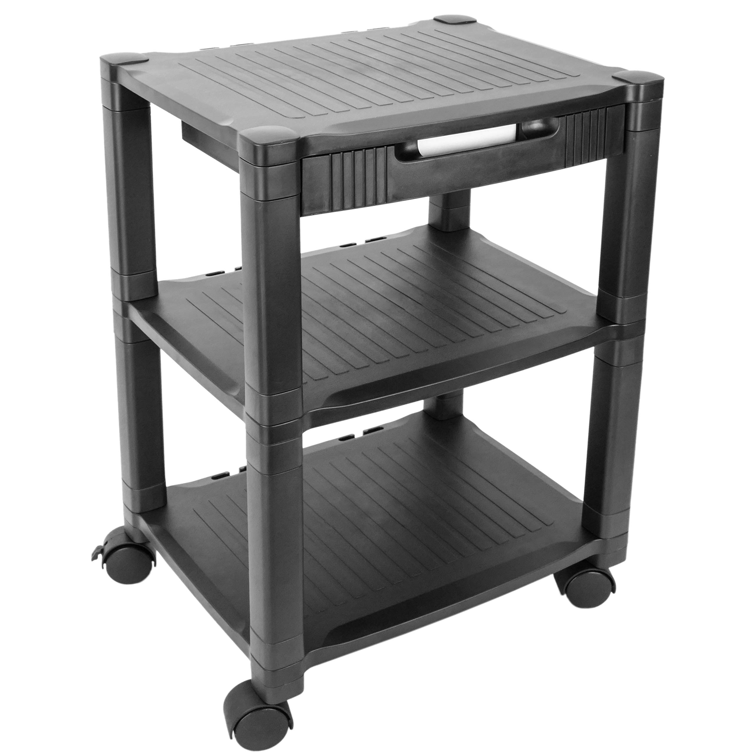PrimeMatik Trolley Printer Side Table with Cable Grommet Wheels (AG063)