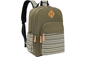 Geometric Backpack for School | Army Green Water-Resistant Laptop Backpack