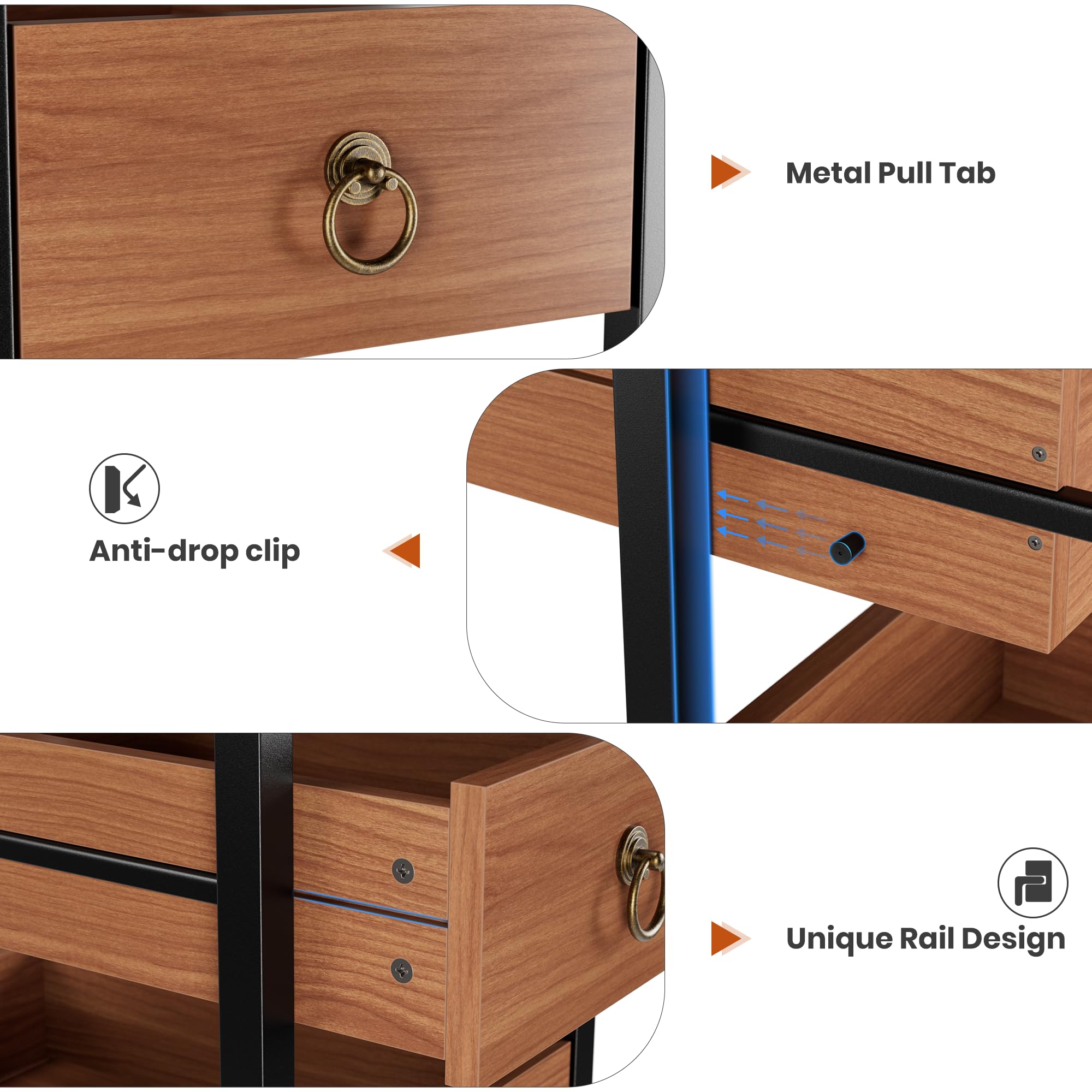 Scaffale da cucina stretto a 5 livelli con cassetti rimovibili, organizer metallico multiuso, salvaspazio per frutta, verdura e aperitivi, ideale per cucina, soggiorno, bagno e supermercato.