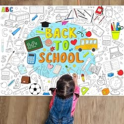 Naozinebi Back to School Coloring Poster for Kids Giant Coloring Poster Large Welcome Back Coloring Tablecloth Jumbo Coloring Books for kids Classroom Home Birthday Party Supplies Favor