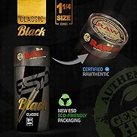 Vista 4 de RAW Cones Classic Black 1-1/4 Tamaño – Paquete de 50 – Conos preenrollados de combustión lenta – Papel de liar prensado extrafino para papel fino
