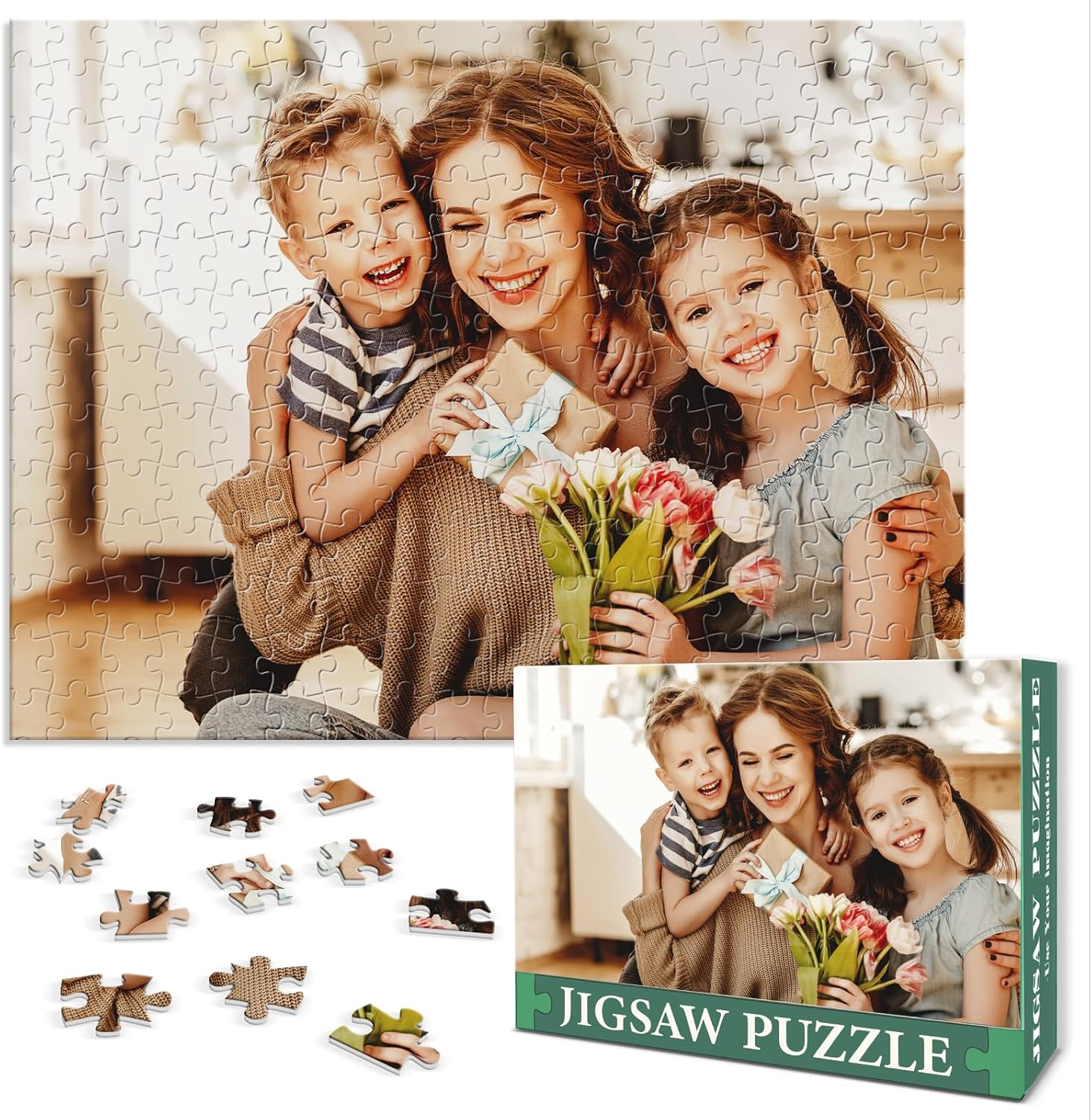 Puzzlo Custom Puzzle, Personalized Puzzle from Photos for Mom, Puzzle from Your Own Photo, from Daughter Son Kids for Her, 120–1000 PCS