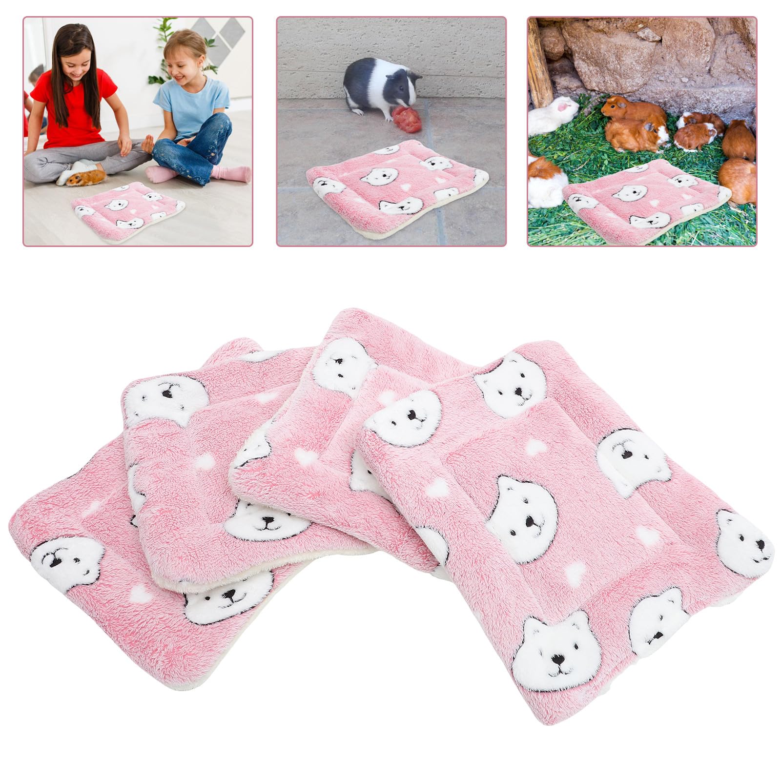 TOYANDONA Weiche Schlafmatten für Kleintiere 4 Stück Rosa Waschbare Wärmematten mit Decke Größe S für Meerschweinchen Hamster und Eichhörnchen im Käfig