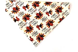 Gobble Til' You Wobble Thanksgiving Turkey Holiday Dog Bandanna No Tie Slip On Petwear Neckwear.