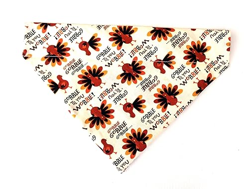Gobble Til You Wobble Thanksgiving Turkey Holiday Dog Bandanna No Tie Slip On Petwear Neckwear