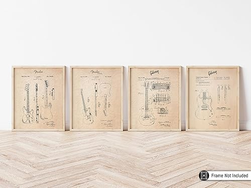Miniatura 4 de Poster Master Póster de música vintage de 4 piezas, impresión de instrumentos retro, arte de pared sin marco de 8 x 10 pulgadas, regalo para